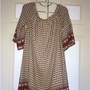 Carolina Belle off shoulder print dress